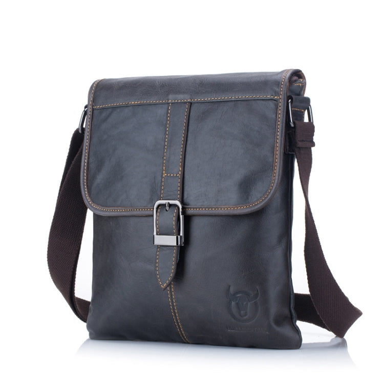 BULL CAPTAIN 034 Men Leather Shoulder Bag Sports Outdoor First-Layer Cowhide Bag(Iron Blue)