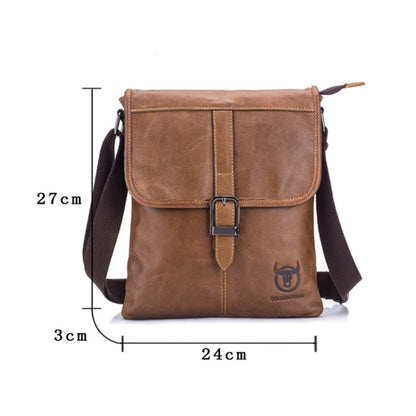 BULL CAPTAIN 034 Men Leather Shoulder Bag Sports Outdoor First-Layer Cowhide Bag(Iron Blue)
