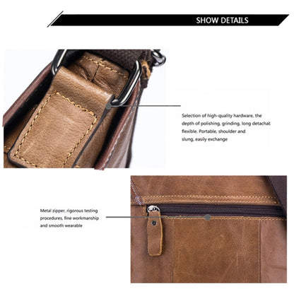 BULL CAPTAIN 034 Men Leather Shoulder Bag Sports Outdoor First-Layer Cowhide Bag(Iron Blue)