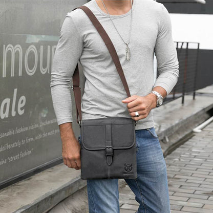 BULL CAPTAIN 034 Men Leather Shoulder Bag Sports Outdoor First-Layer Cowhide Bag(Iron Blue)