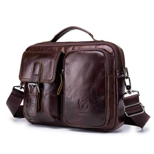 BULL CAPTAIN 036 Sac à bandoulière en cuir pour homme, rétro, en cuir de vachette première couche (marron)