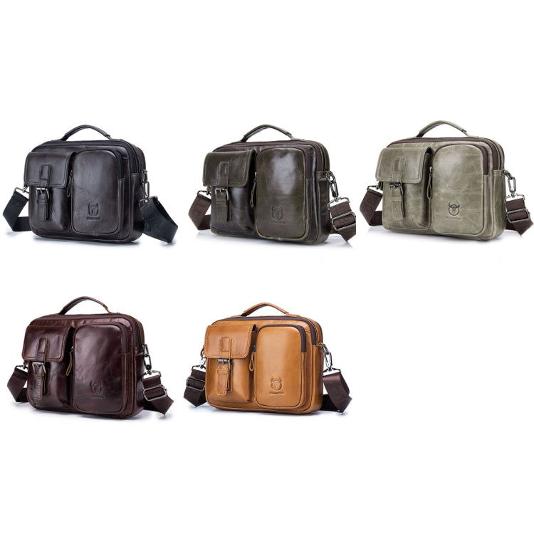BULL CAPTAIN 036 Men Leather Shoulder Bag Retro First-Layer Cowhide Messenger Bag(Beige)