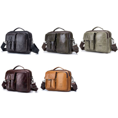 BULL CAPTAIN 036 Men Leather Shoulder Bag Retro First-Layer Cowhide Messenger Bag(Beige)