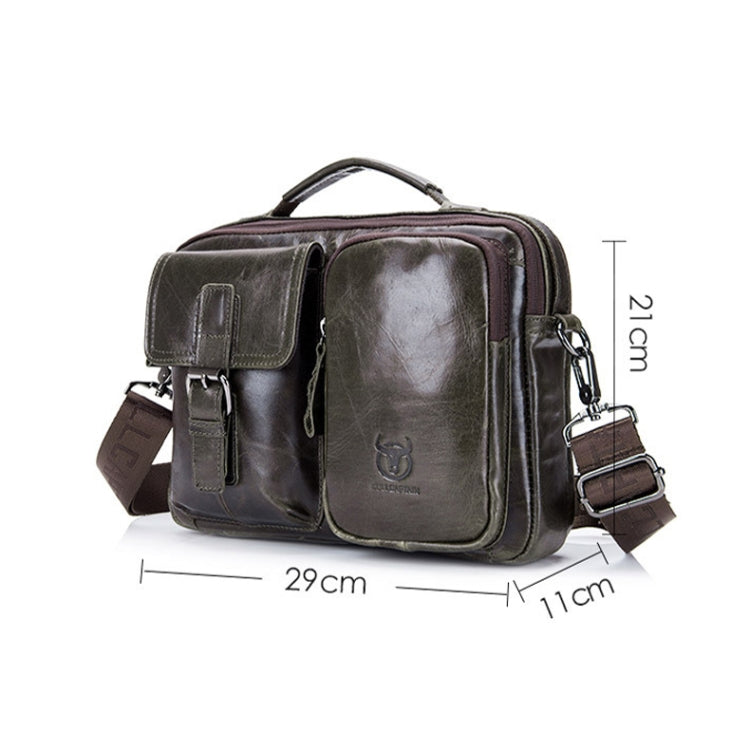 BULL CAPTAIN 036 Men Leather Shoulder Bag Retro First-Layer Cowhide Messenger Bag(Yellow Brown)