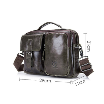 BULL CAPTAIN 036 Men Leather Shoulder Bag Retro First-Layer Cowhide Messenger Bag(Yellow Brown)