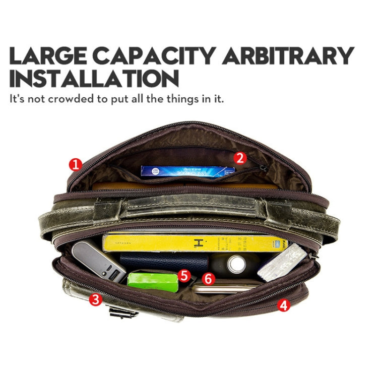 BULL CAPTAIN 036 Men Leather Shoulder Bag Retro First-Layer Cowhide Messenger Bag(Brown)