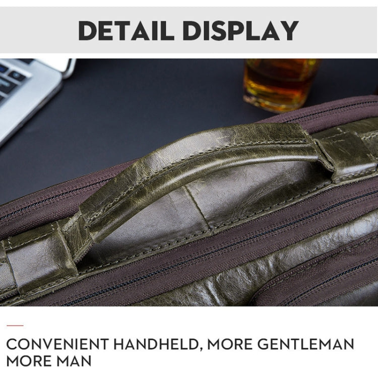 BULL CAPTAIN 036 Men Leather Shoulder Bag Retro First-Layer Cowhide Messenger Bag(Beige)