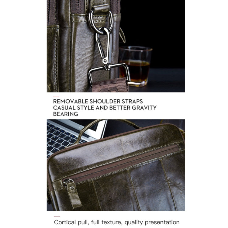 BULL CAPTAIN 036 Men Leather Shoulder Bag Retro First-Layer Cowhide Messenger Bag(Beige)