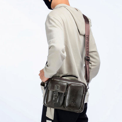 BULL CAPTAIN 036 Men Leather Shoulder Bag Retro First-Layer Cowhide Messenger Bag(Yellow Brown)