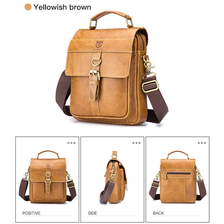 BULL CAPTAIN 302 First-Layer Cowhide Men Casual Shoulder Bag Leather Retro Briefcase(Yellow Brown)