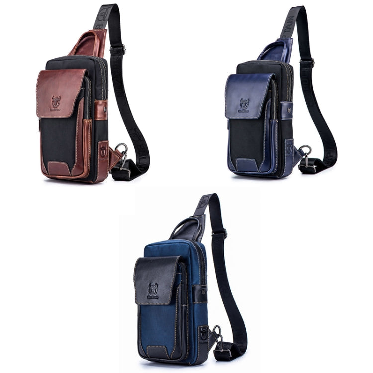 BULL CAPTAIN 9999 Leather Men Chest Bag First-Layer Cowhide Casual Shoulder Bag, Colour: Blue Black