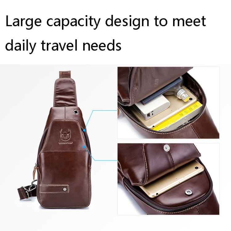 BULL CAPTAIN 087 Men Leather Shoulder Bag First-Layer Cowhide Sports Chest Bag(Brown)
