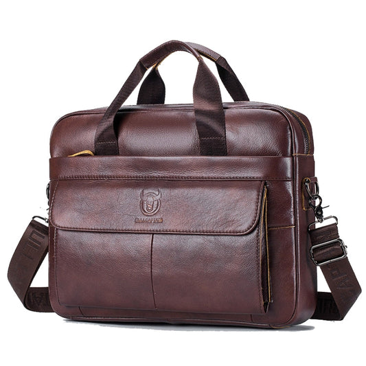 BULL CAPTAIN 046 Men Leather Briefcase First-Layer Cowhide Computer Handbag(Brown)