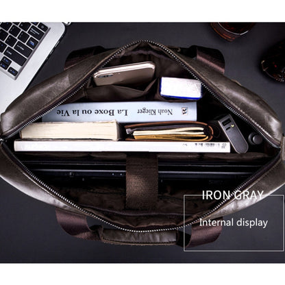 BULL CAPTAIN 046 Men Leather Briefcase First-Layer Cowhide Computer Handbag(Brown)