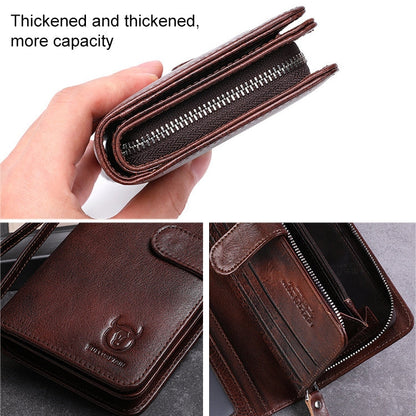 BULL CAPTAIN 028 Long Buckle Retro Cowhide Multi-Function Wallet (Blue)