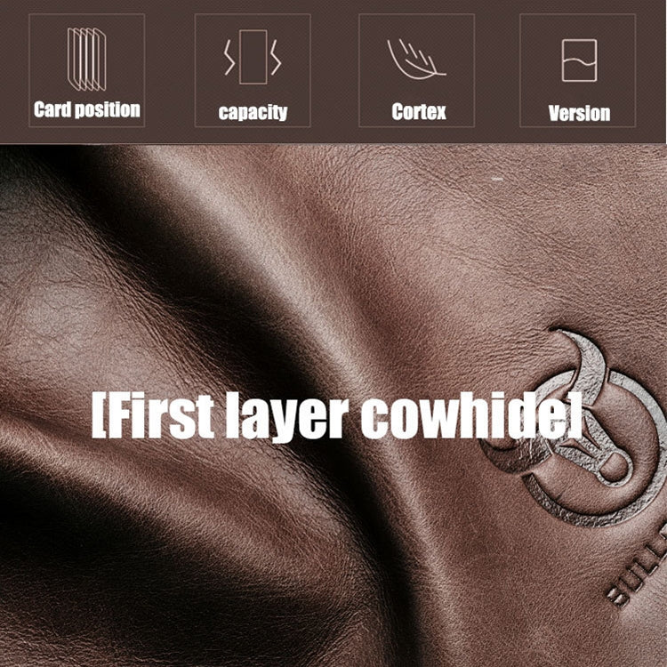 BULL CAPTAIN 028 Long Buckle Retro Cowhide Multi-Function Wallet (Coffee)