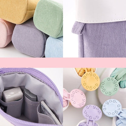 ANGOO Corduroy Retractable Drop-Down Pencil Case Student Stationery Storage Bag(Purple)