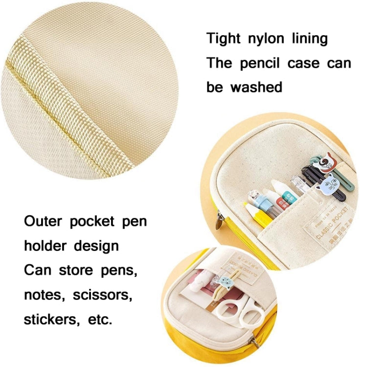 Angoo Cotton And Linen Large Capacity Pencil Stationery Bag(589 Shallow Khaki / Beige)