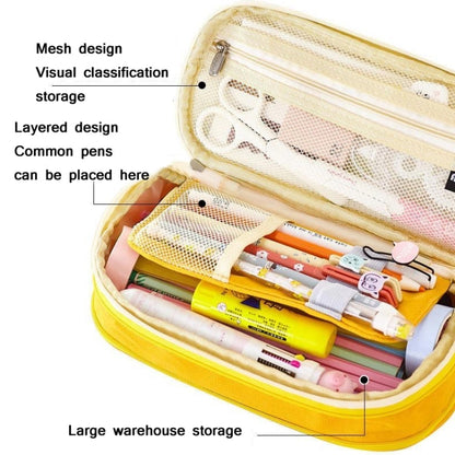 Angoo Cotton And Linen Large Capacity Pencil Stationery Bag(589 Shallow Khaki / Beige)