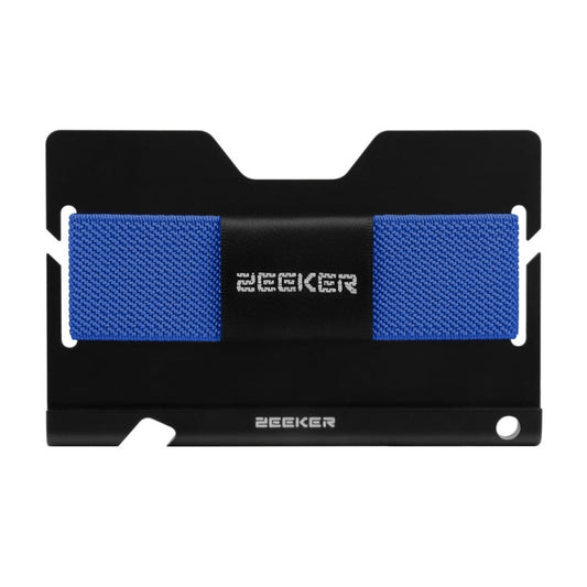 ZEEKER JK03  Aluminum Alloy Card Holder Multi-Function Elastic Band Women And Men Wallet Metal Business Card Holder(Blue)