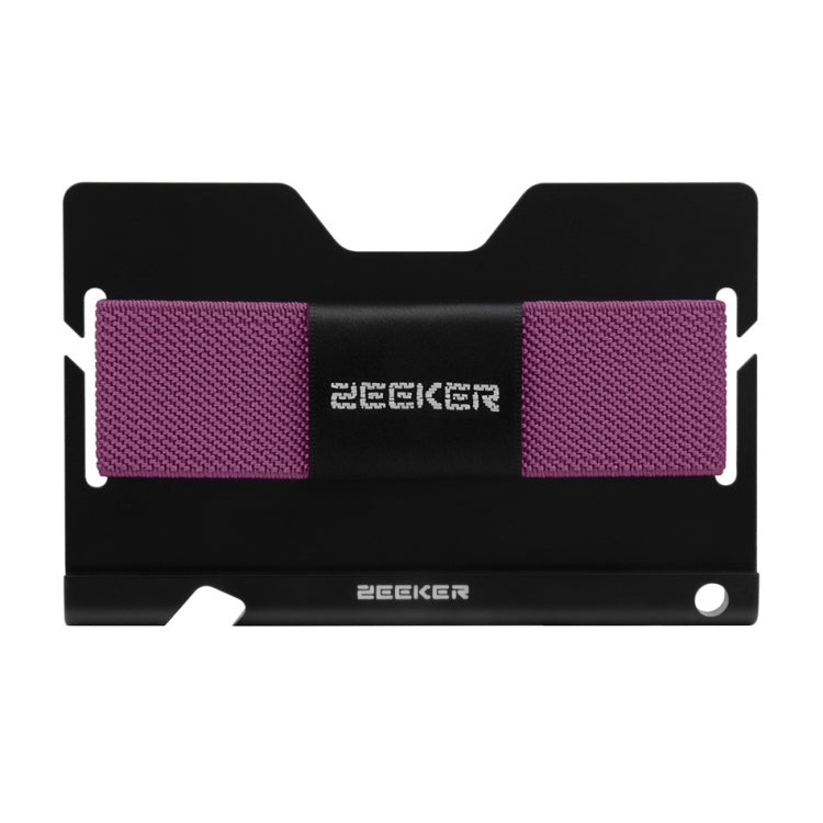 ZEEKER JK03  Aluminum Alloy Card Holder Multi-Function Elastic Band Women And Men Wallet Metal Business Card Holder(Purple)