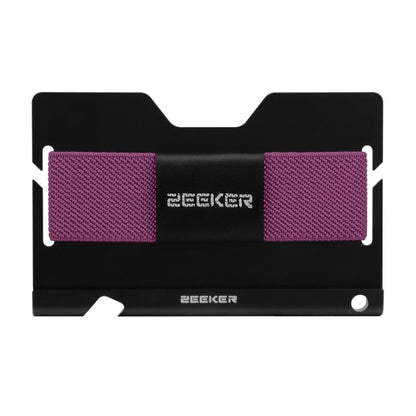 ZEEKER JK03  Aluminum Alloy Card Holder Multi-Function Elastic Band Women And Men Wallet Metal Business Card Holder(Purple)