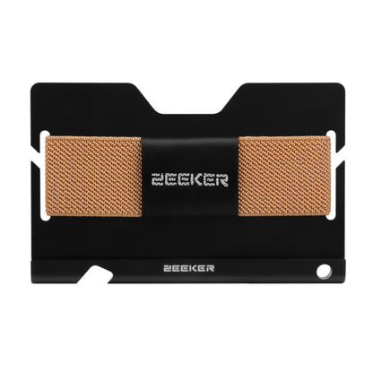 ZEEKER JK03  Aluminum Alloy Card Holder Multi-Function Elastic Band Women And Men Wallet Metal Business Card Holder(Light Coffee)
