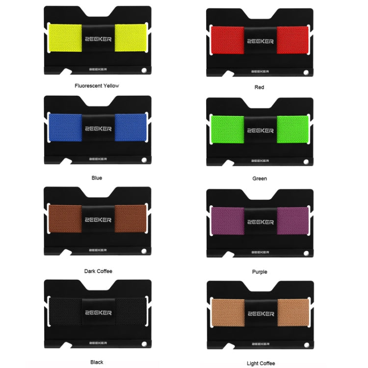 ZEEKER JK03  Aluminum Alloy Card Holder Multi-Function Elastic Band Women And Men Wallet Metal Business Card Holder(Dark Coffee)