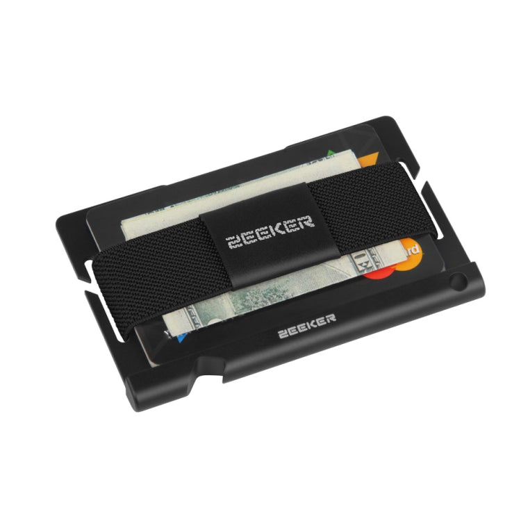 ZEEKER JK03  Aluminum Alloy Card Holder Multi-Function Elastic Band Women And Men Wallet Metal Business Card Holder(Black)