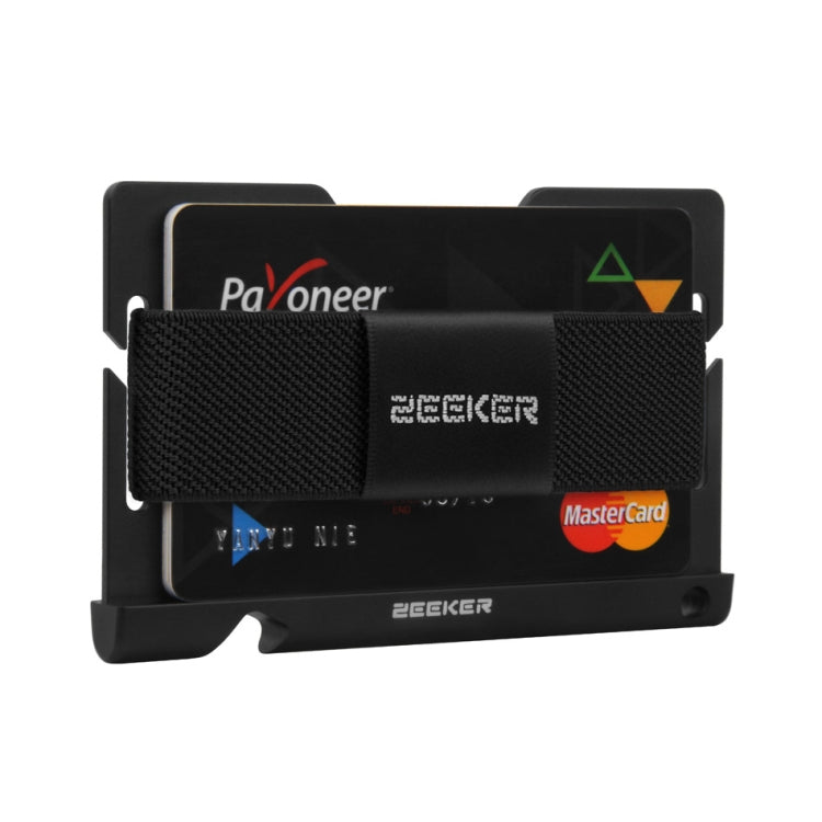ZEEKER JK03  Aluminum Alloy Card Holder Multi-Function Elastic Band Women And Men Wallet Metal Business Card Holder(Light Coffee)