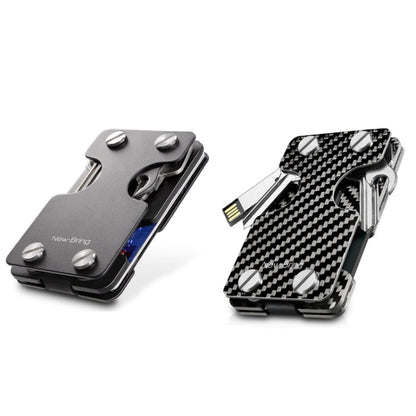 New-Bring Metal Card Holder Multifunctional  EDC Wallet Can Store Keys & U Disk(Carbon Fiber)