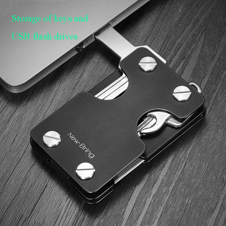 New-Bring Metal Card Holder Multifunctional  EDC Wallet Can Store Keys & U Disk(Carbon Fiber)
