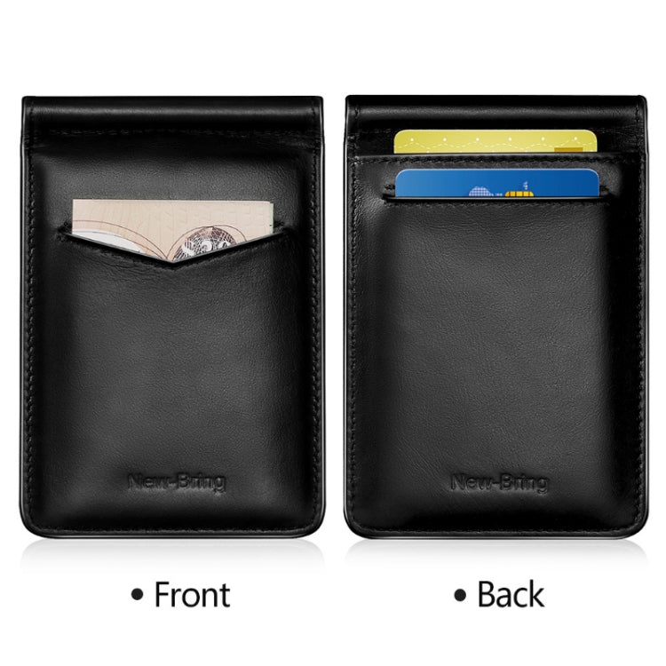 New-Bring Anti-Theft RFID Card Holder Men Ultra-Thin Card Holder Multi-Card Position ID Leather Case(Black)