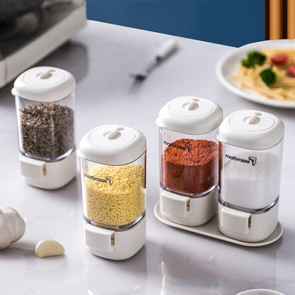 Marbrasse Metering Seasoning Box Pressing Type Seasoning Bottle Rotary Sealing Household Kitchen Seasoning Can, Specification: 2 Pieces