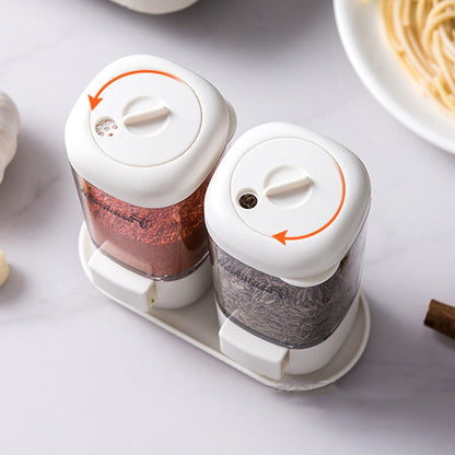 Marbrasse Metering Seasoning Box Pressing Type Seasoning Bottle Rotary Sealing Household Kitchen Seasoning Can, Specification: 2 Pieces