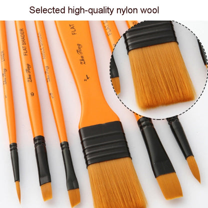 ZHU TING 10 In 1 Wooden Pole Nylon Wool Watercolor Pen And Board Brush Fan Shaped Painting Pen Set With Cloth BagZHUTING(White Rod)