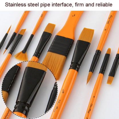 ZHU TING 10 In 1 Wooden Pole Nylon Wool Watercolor Pen And Board Brush Fan Shaped Painting Pen Set With Cloth BagZHUTING(White Rod)