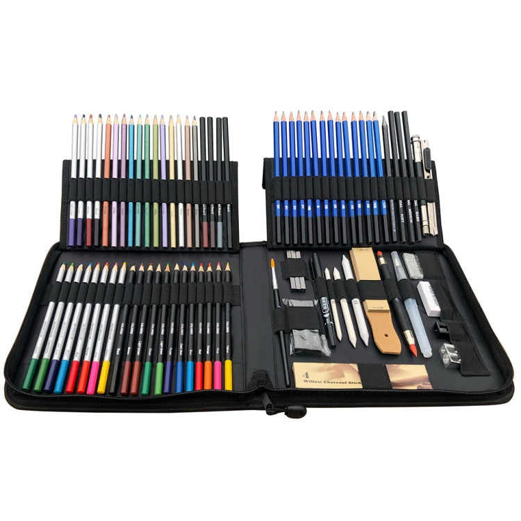 KALOLR YW-PC083  83 in 1 Portable Sketch Tool Water-Soluble Color Lead Metal Color Lead Combination Sketch Drawing Set(Black)