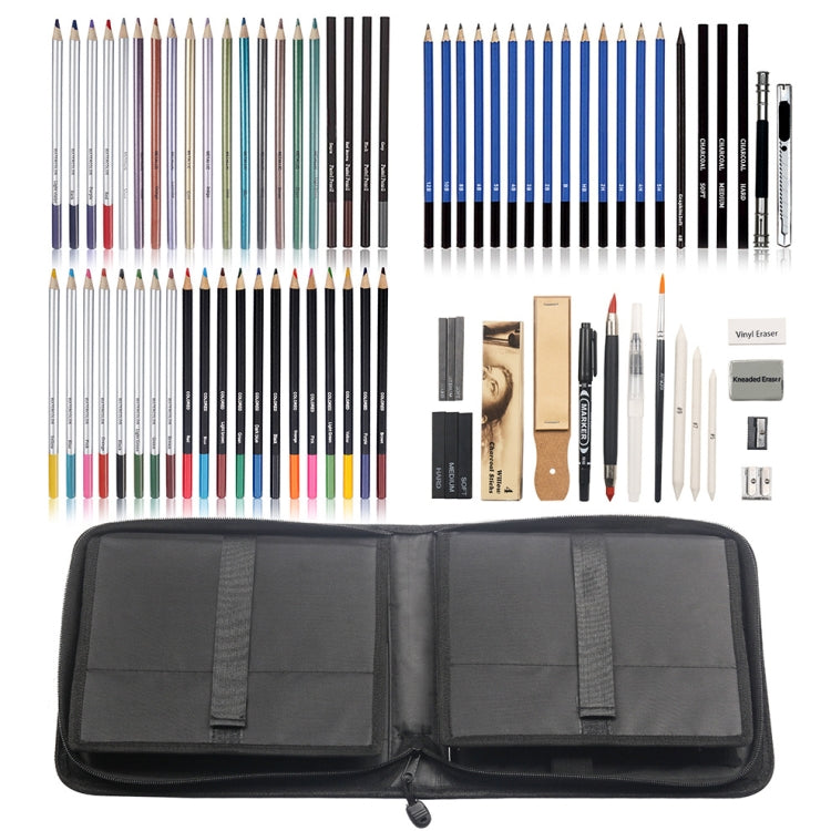 KALOLR YW-PC083  83 in 1 Portable Sketch Tool Water-Soluble Color Lead Metal Color Lead Combination Sketch Drawing Set(Black)
