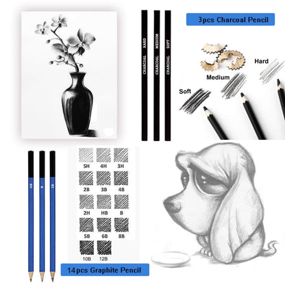 KALOLR YW-PC083  83 in 1 Portable Sketch Tool Water-Soluble Color Lead Metal Color Lead Combination Sketch Drawing Set(Black)