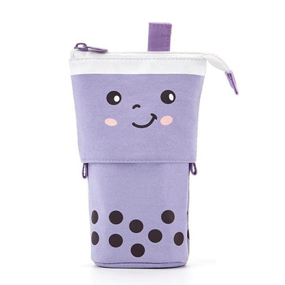 ANGOO Support de stylo multifonctionnel mignon fille, papeterie, sac de rangement rétractable (Taro Milk Tea)