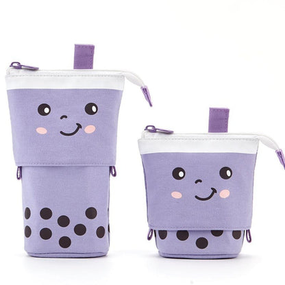 ANGOO Support de stylo multifonctionnel mignon fille, papeterie, sac de rangement rétractable (Taro Milk Tea)