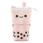 ANGOO Cute Girl Heart Multifunctional Pen Holder Stationery Retractable Storage Bag(Peach Milk Tea)