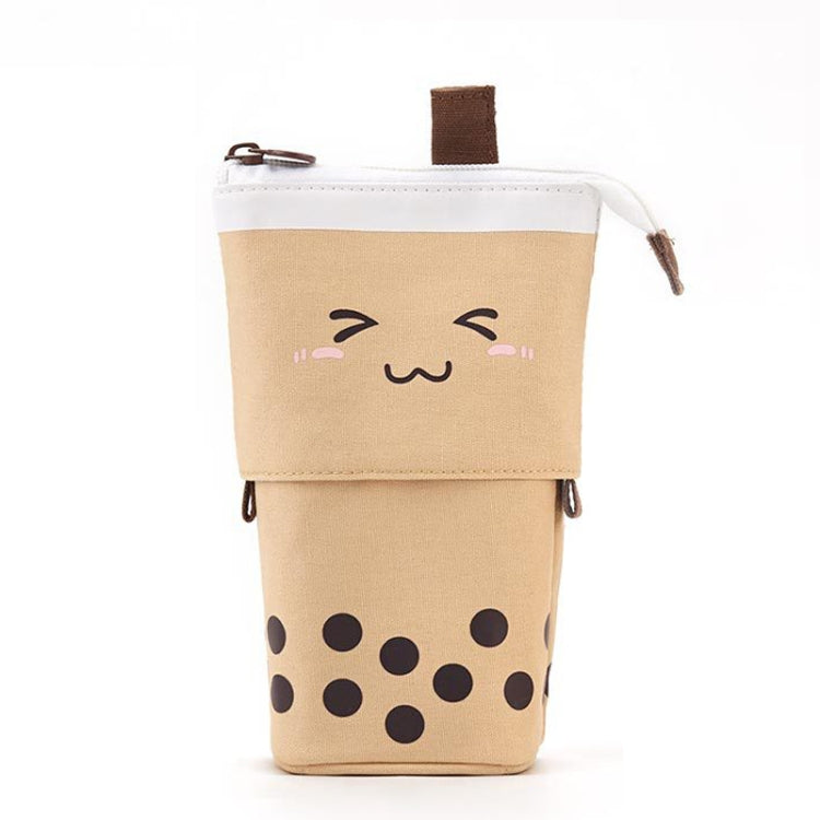 ANGOO Cute Girl Heart Multifunctional Pen Holder Stationery Retractable Storage Bag(Coffee Milk Tea)