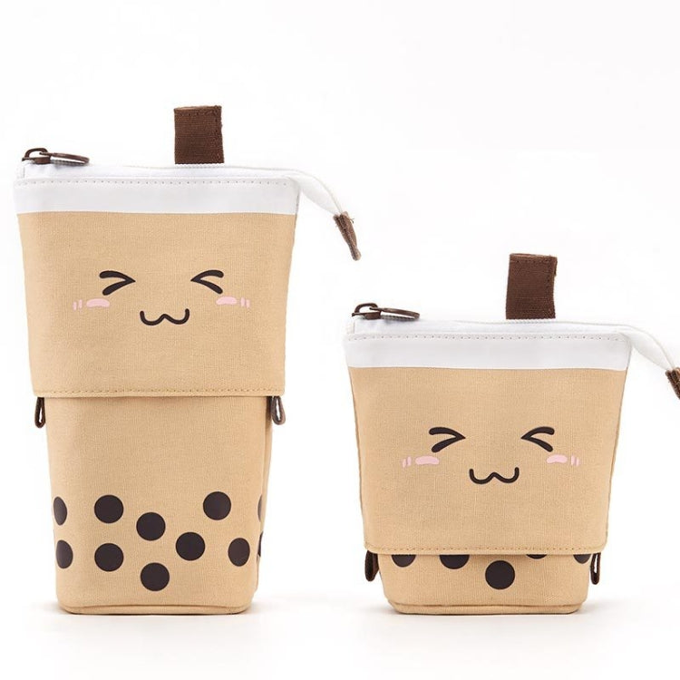 ANGOO Cute Girl Heart Multifunctional Pen Holder Stationery Retractable Storage Bag(Coffee Milk Tea)