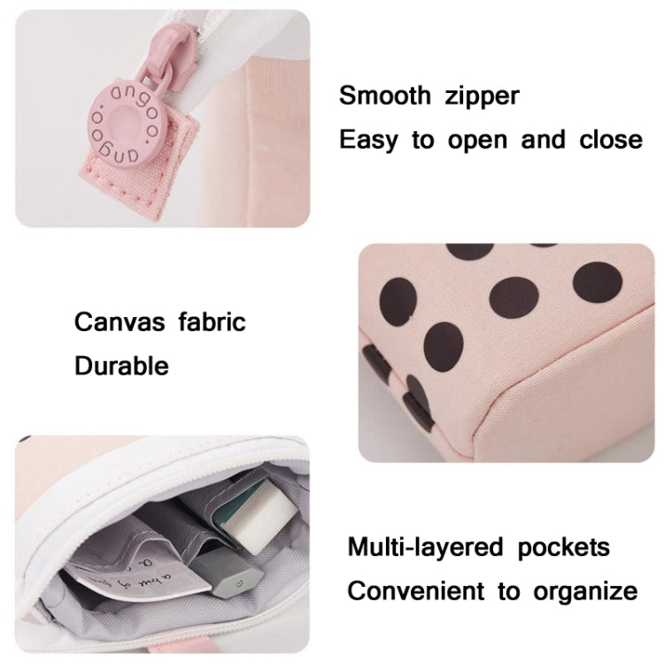 ANGOO Cute Girl Heart Multifunctional Pen Holder Stationery Retractable Storage Bag(Peach Milk Tea)
