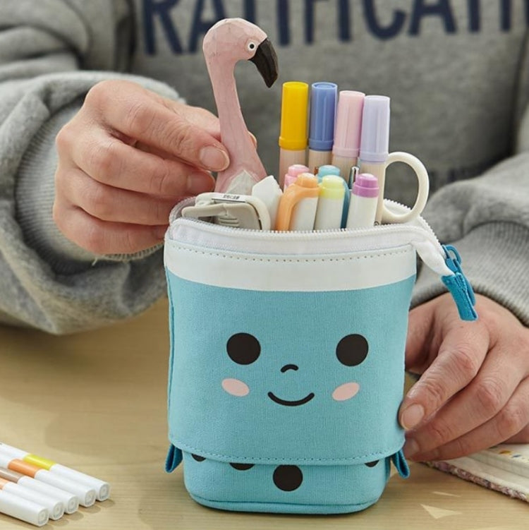 ANGOO Support de stylo multifonctionnel mignon fille, papeterie, sac de rangement rétractable (Taro Milk Tea)