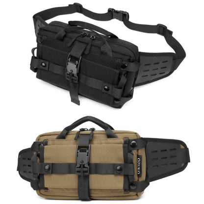 Ozuko 9450 Sac Banane Homme Étanche Sac de Poitrine Sac à Bandoulière Tendance Sport (Noir)