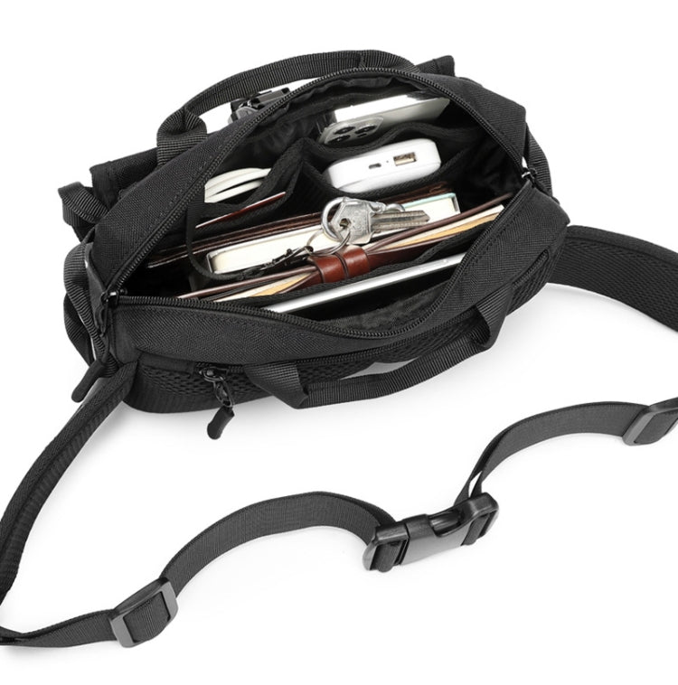 Ozuko 9450 Sac Banane Homme Étanche Sac de Poitrine Sac à Bandoulière Tendance Sport (Noir)
