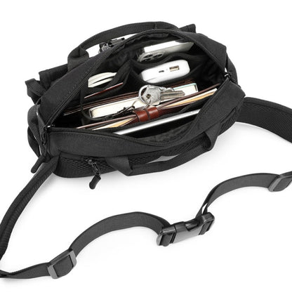 Ozuko 9450 Sac Banane Homme Étanche Sac de Poitrine Sac à Bandoulière Tendance Sport (Noir)